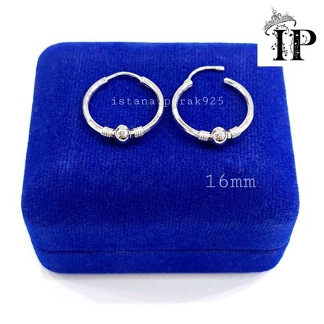 Jual Anting Perak Asli Silver Wanita 925 Lapis Emas Putih Model Gipsi