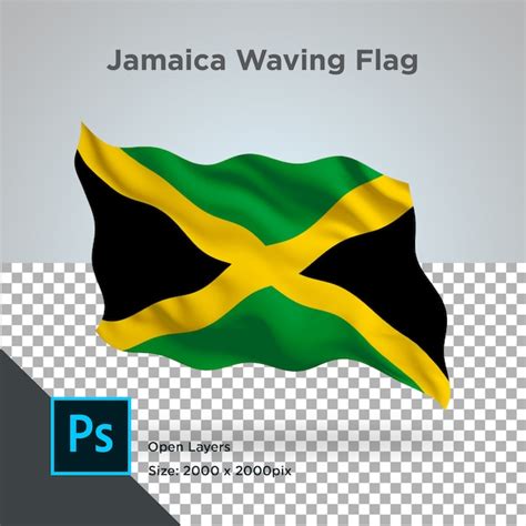 Premium PSD Jamaica Flag Wave Transparent Psd