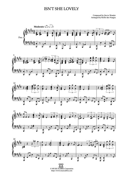 PIANO SOLO SHEET MUSIC Isn T She Lovely Musicalibra