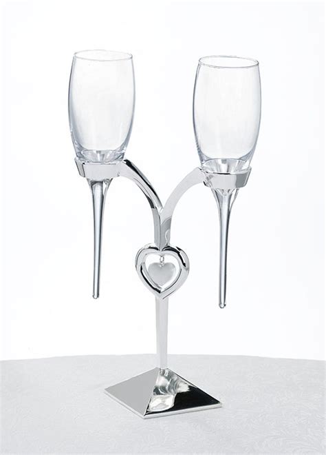 Silver Heart Champagne Flute Set Wedding Toasting Glasses Toasting Flutes Wedding Wedding