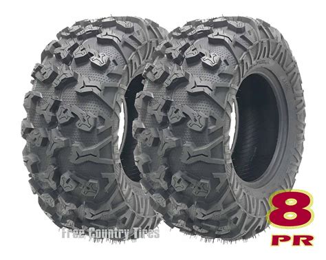 Set 2 Premium Free Country Atv Utv Tires 25x10 12 25x10x12 8pr Side Scuff Guard Ebay