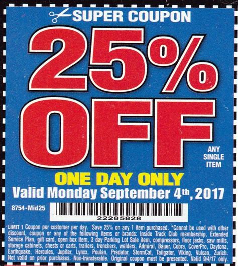 Harbor Freight 25 Off Coupon One Day Only