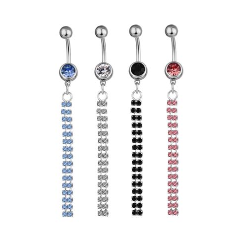 YYJFF D0021 4 Farben Kristall Bauchnabel Nabel Ringe Körper Piercing