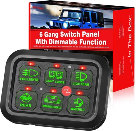 6 Gang Switch Panel Automatic Dimmable OFFROADTOWN Universal