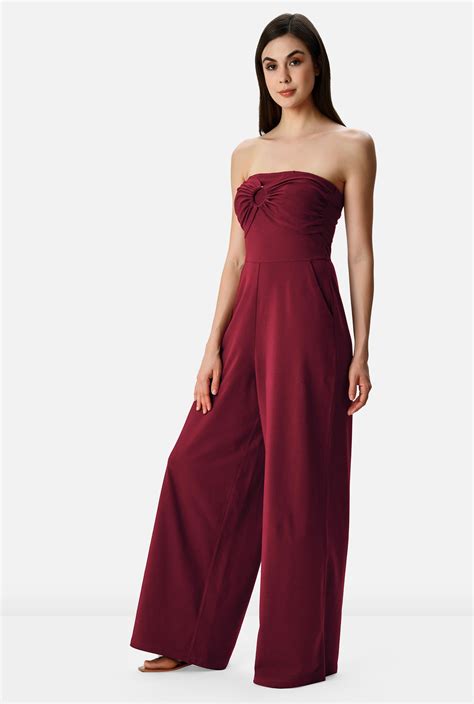 Shop Strapless Cotton Jersey Palazzo Jumpsuit Eshakti