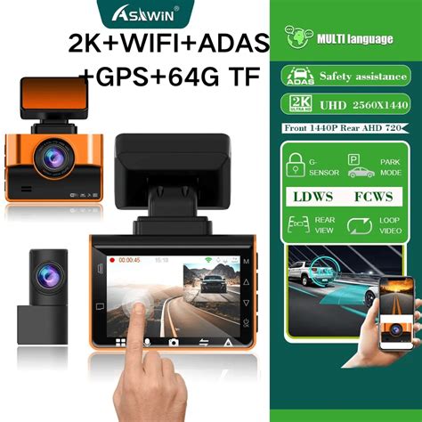 Câmera Veicular Dash Cam GPS ADAS WIFI 2K Tela Sensível ao Toque