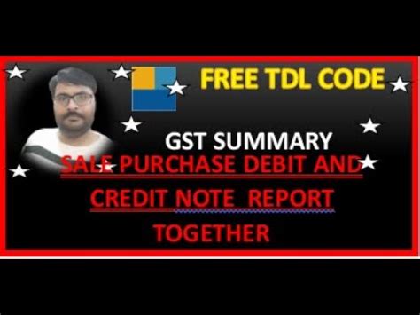 Tally TDL Free Code GST Summary YouTube