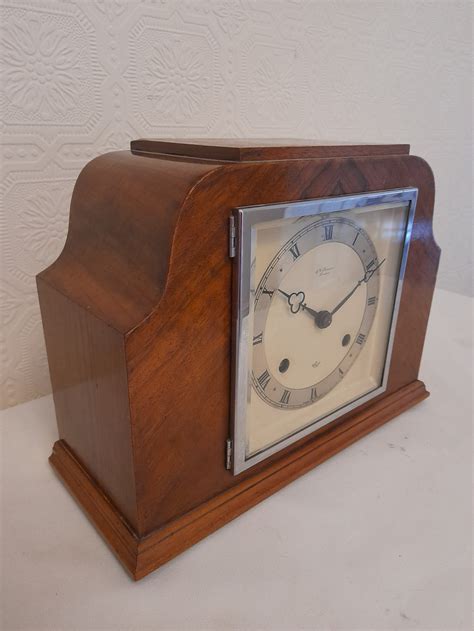 Art Deco Elliott Walnut Mantel Clock