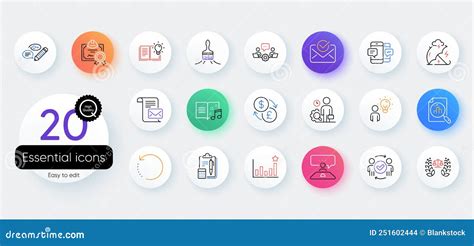 Conjunto Simple De Iconos De L Nea De Trabajo En Equipo Y De Trabajo En