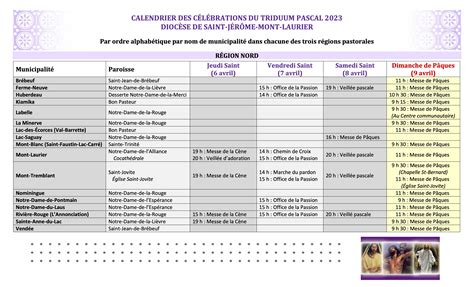 Ecdl Horaire Des C L Brations Du Triduum Pascal Dans Nos Paroisses Blog