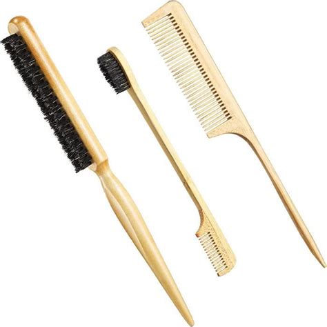 3 Pcs Slick Back Hair Brush Set Bristle Hair Brush Edge Control Brush Teasing Comb For Women