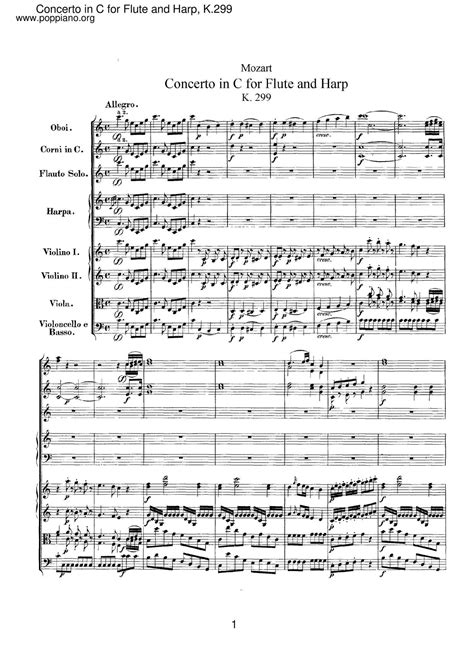 Mozart Flute And Harp Concerto In C Major K 299 297c Sheet Music Pdf