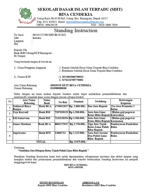 Standing Instruction | PDF