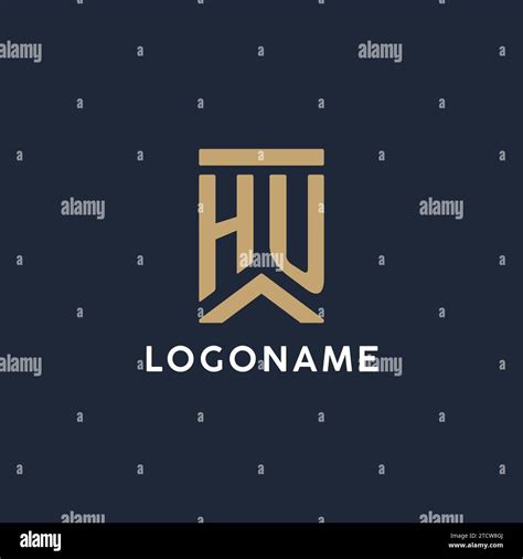 HU Initial Monogram Logo Design In A Rectangular Style With Curved Side