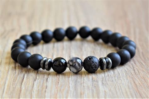 Mens Healing Bracelet Lava Bead Bracelet For Him Lava Rock Etsy