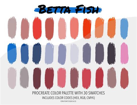 Procreate Color Palette Betta Fish Instant Download Digital File Color