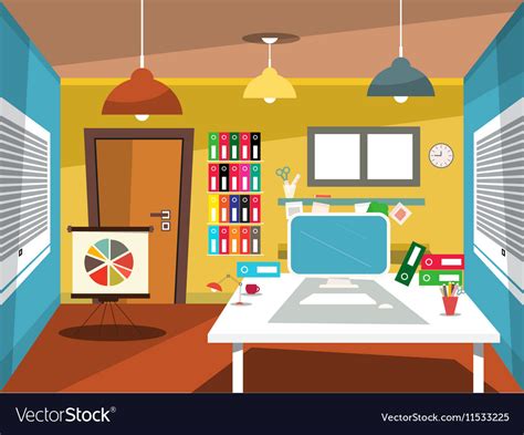 Empty office room studying cartoon Royalty Free Vector Image