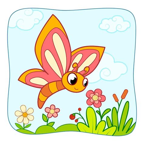 Premium Vector Cute Butterfly Cartoon Butterfly Clipart Vector Nature