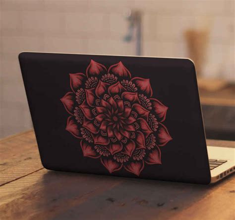 Sticker PC Fleur Rouge Mandala TenStickers