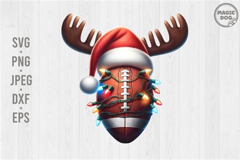 American Football Horn Christmas Light Football Santa PNG