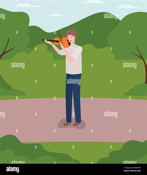 Man Playing Fiddle Instrument Character Stock Vector Image Art Alamy