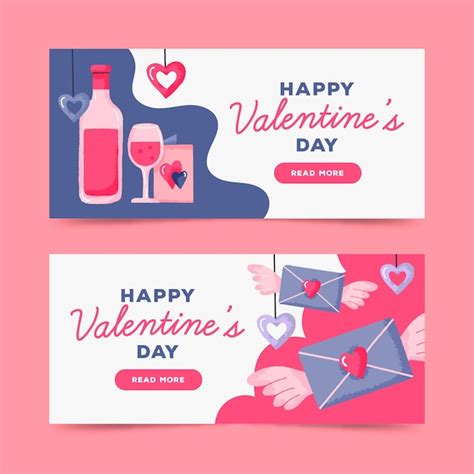 Free Vector Hand Drawn Valentines Day Banners