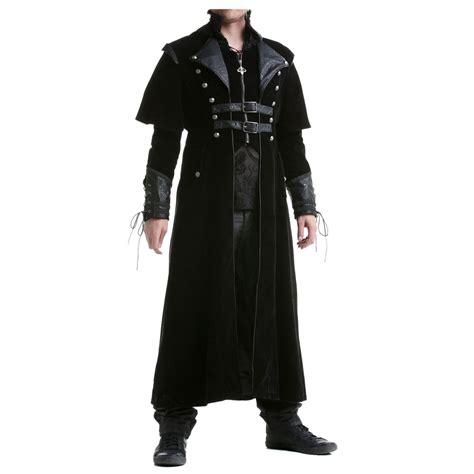 Mens Gothic Steampunk Coat Vtg Regency Highwayman Long Coat