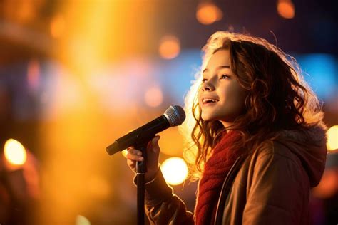 Girl singing at an outdoor concert 28719707 Stock Photo at Vecteezy