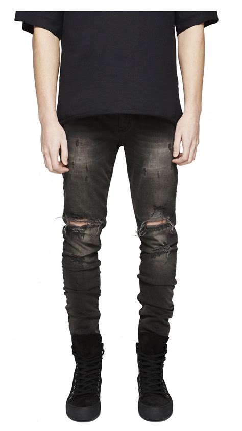 Mens Black Stacked Distressed Ripped Jeans Rippedjeans Official Site