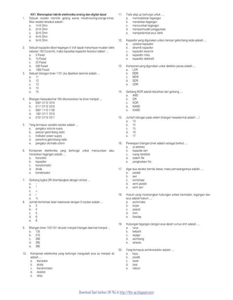 Pdf Kumpulan Soal Tkj Lengkap Dari Kelas X Xii Bagian Dokumen Tips