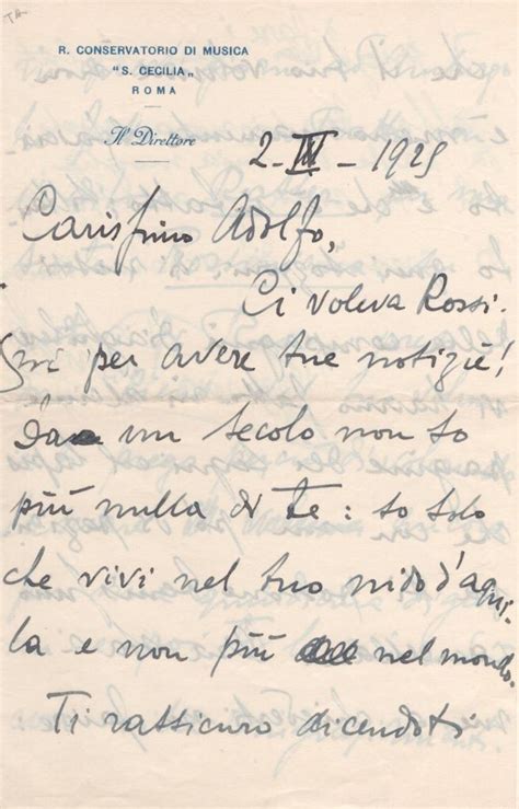 Autografo Di Ottorino Respighi Lettera Contratto Amburgo Suite Rossini