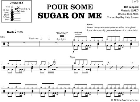 Pour Some Sugar On Me Def Leppard Drum Sheet Music