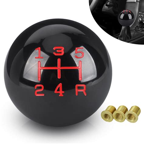 Gear Shift Knob With M8 M10 M12 Adapter 5 Speed Round Ball Replacement Shifter Automatic Manual