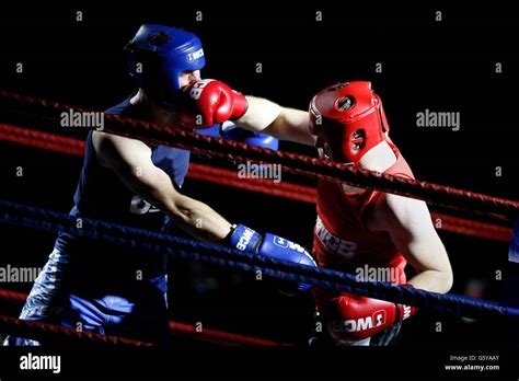 Amateur Boxers Fight During An Ultimate White Collar Boxing Competition