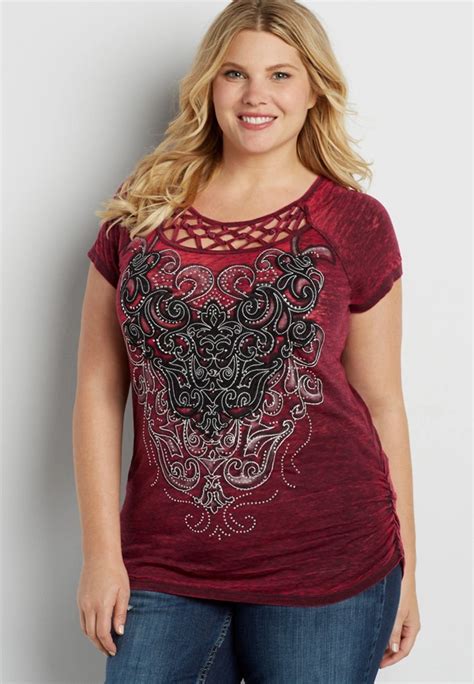 plus size premium burnwash graphic tee | maurices