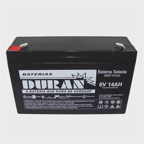 Bateria Selada Duran 6V 14AH Recarregável Mesmo modelo 6V 12AH 20HR e