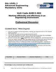 Auec Knowledge Questions Written Answers Docx Eal Level