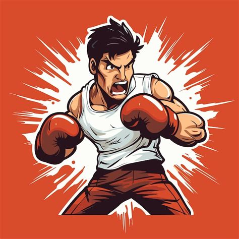 Boxeador Enojado Con Guantes De Boxeo Rojos Ilustraci N Vectorial En