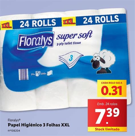 Promoção Floralys Papel Higiénico 3 Folhas XXL em Lidl