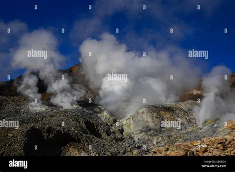 The Volcanic Crater Of Mount Papandayan Volcano In Garut West Java