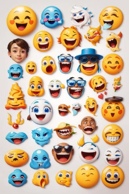 Premium Photo | Emoji face 2d vector stickers set white background vector for presentation