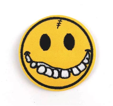 Smiley Face Emoji Yellow Emoticon Iron On Applique Embroidered Patch