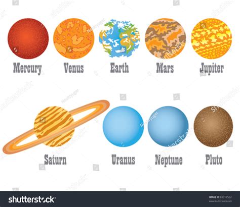 Set Of Nine Planets From Solar System On The White Background Stock