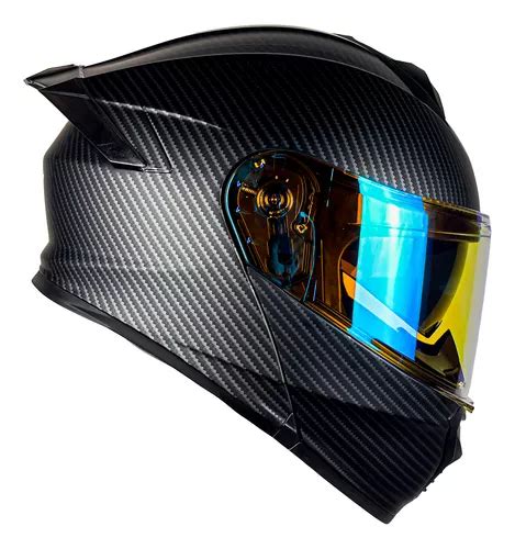 Casco Kov Thunder Tunet Negro Fibra Carbono Para Moto Color Fibra De