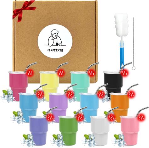 Amazon 6 Pack Mini Tumbler Shot Glass With Straw And Lid 3 OZ