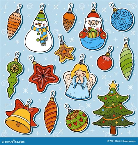 Vector Set Of Christmas Tree Toys Stock Vector Illustration Of