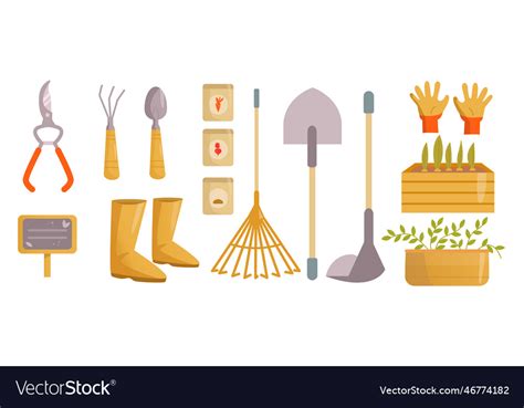 Tools or instruments for gardening cartoon Vector Image