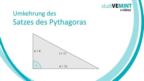 Umkehrung Des Satzes Des Pythagoras Anwenden YouTube