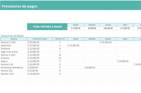 Plantilla Excel Previsiones De Pagos Descarga Gratis