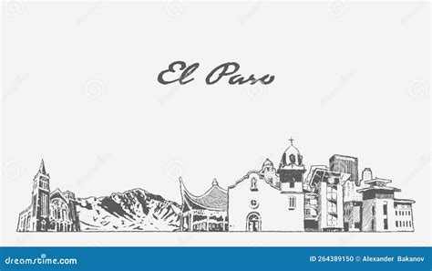 El Paso Skyline Silhouette. Vector Illustration | CartoonDealer.com ...